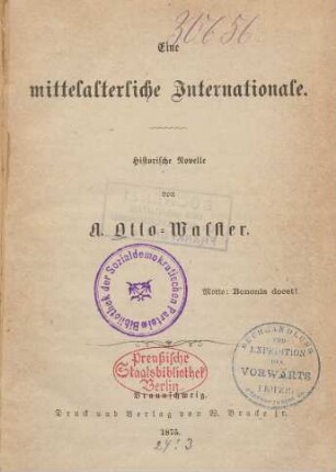 Eine mittelalterliche Internationale : historische Novelle