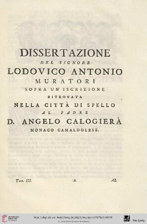 Dissertazione del signore Lodovico Antonio Muratori […]