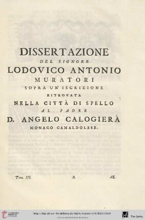 Dissertazione del signore Lodovico Antonio Muratori […]