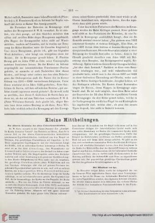 kleine Mittheilungen
