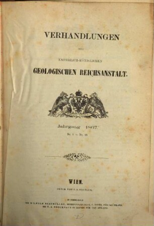 Verhandlungen der Geologischen Reichsanstalt. 1867