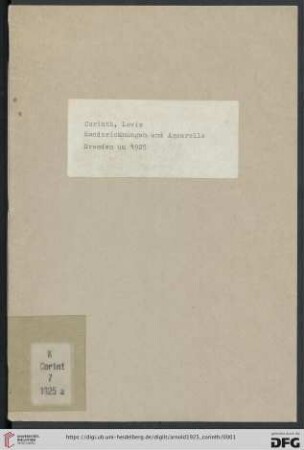 Handzeichnungen und Aquarelle von L. Corinth : Galerie Ernst Arnold, Graphisches Kabinett, Dresden
