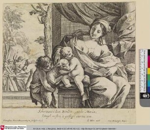 Scherzano i duoi Bambin; gode Maria; l'Angel mostra à guiseppe eterna via; [Heilige Familie mit Lamm]