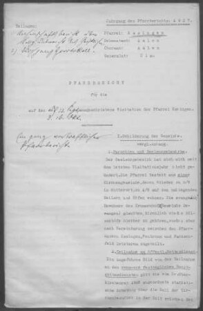 Essingen: Pfarrbericht 1927