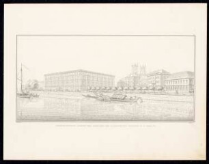 Bauakademie, Berlin: Perspektivische Ansicht von Nordosten über die Spree (aus: Sammlung Architektonischer Entwürfe, Berlin 1858)