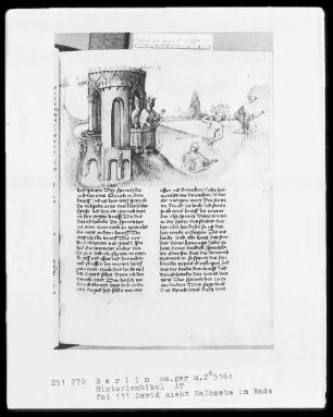 Historienbibel des Alten Testaments — David sieht Bathseba im Bade, Folio 131recto