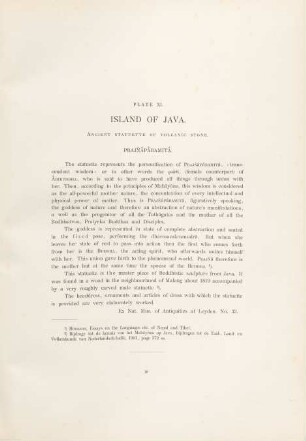 Plate XI. Island of Java. Acient Statuette of volcano stone. Prajnaparamita