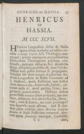 Henricus De Hassia. M CCC XCVII.
