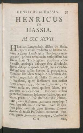 Henricus De Hassia. M CCC XCVII.