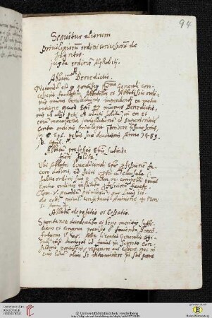Alphabetische Liste weiterer Ordensprivilegien