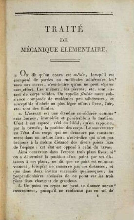Traité élémentaire de mécanique : adopté dans l'instruction publique, 1