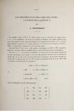 Sull' equilibrio di quattro forze nello spazio, e soluzione della quistione 45.