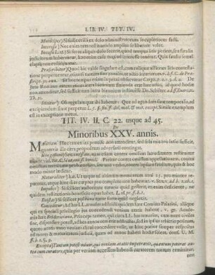 Tit. IV. II. C. 22. usque ad 45. De Minoribus XXV. annis.