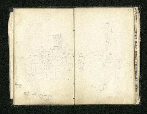 Sint-Niklaaskerk mit Belfried und Häuser am Kornmarkt in Gent