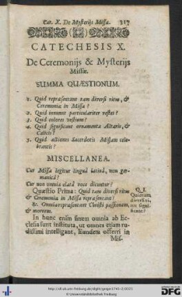 Catechesis X. De Ceremoniis et Mysteriis Missae.