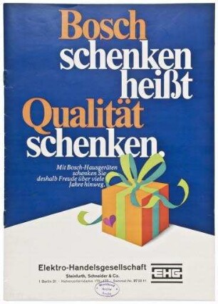 Bosch schenken heißt Qualität schenken (Prospekt)