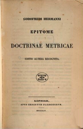 Godofredi Hermanni epitome doctrinae metricae