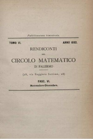 Tomo VI Anno 1892 Novembre - Dicembre.