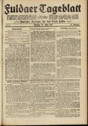 Ausgabe vom Freitag, den 10. Juni 1921.