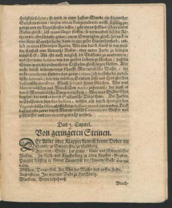 Das 5. Capitel. Von geringeren Steinen.