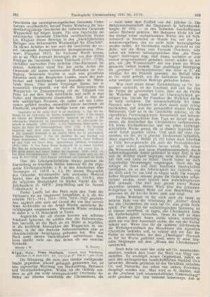 361-363 [Rezension] Nigg, Walter, Franz Overbeck