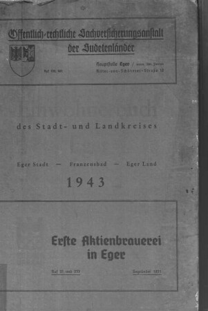 Einwohnerbuch des Stadt- und Landkreises Eger : Eger Stadt - Franzensbad - Eger Land