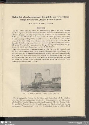 2 Jahre Betriebserfahrungen mit der Kokskohlenvorbereitungsanlage der Kokerei "August Bebel" Zwickau