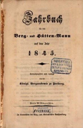 Jahrbuch für den Berg- und Hüttenmann. 1845