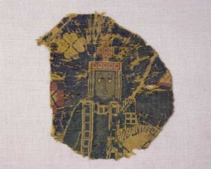 Stofffragment mit Darstellung eines Herrschers zu Pferde