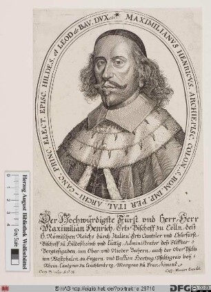Bildnis Maximilian Heinrich (von Bayern), 1650-88 Kurfürst u. Erzbischof von Köln