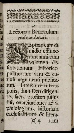 Ad Lectorem Benevolum præfatio Autoris.