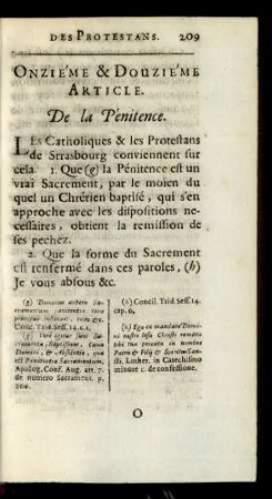 Onziéme & Douziéme Article. De la Pénitence.