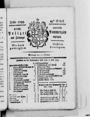 44tes Stück, Ausgabe vom 30. Oktober 1799