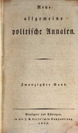 Neue allgemeine politische Annalen. 1826, [3] = Bd. 20