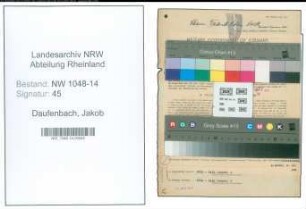 Entnazifizierung Jakob Daufenbach , geb. 13.03.1889 (Schlosser)