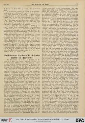 Die Münchener Akademie der bildenden Künste als Hochschule