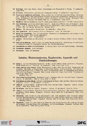 Initialen, Miniaturmalereien, Kupferstiche, Aquarelle und Handzeichnungen (Nr. 382-436)