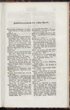 Inhaltsverzeichniß des ersten Theils. [Register mit Anmerkungen]
