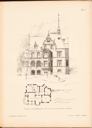 Wohnhaus für die Neuhoffnungshütte, Sinn: Ansicht, Grundriss (aus: Architekt. Rundschau, hrsg.v. Eisenlohr & Weigle, 1894)