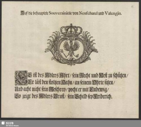 Auf die behauptete Souverainität von Neufchatel und Valengin