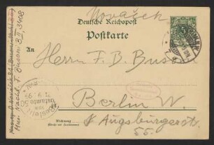 Postkarte an Ferruccio Busoni, 20.09.1899