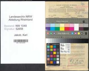 Entnazifizierung Karl Jakob , geb. 25.05.1910 (Angestellter)