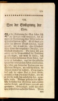 VIII. Von der Einsegnung der Ehen