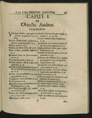 Caput I. De Obiecto Auditus.