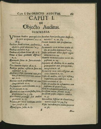 Caput I. De Obiecto Auditus.