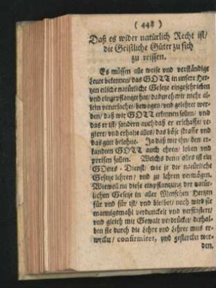 Daß es wider natürlich Recht ist/ die Geistliche Güter zu sich zu reißßen.