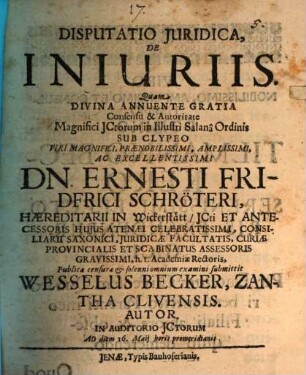 Disp. iur. de iniuriis