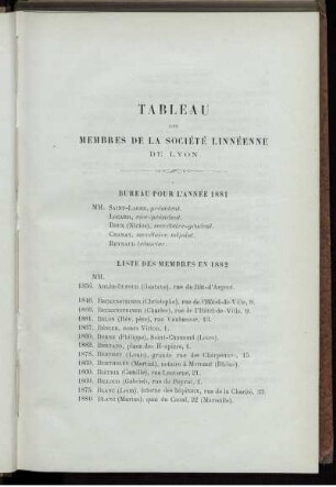 Tableau Des Membres De La Societe Linneenne De Lyon