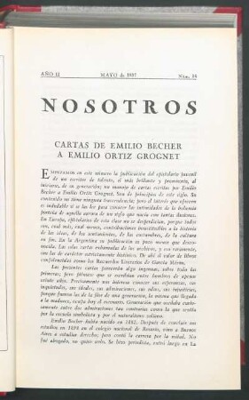 Cartas de Emilio Becher a Emilio Ortiz Grognet