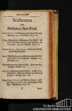 Scribenten zum Geöfneten Reit-Stall.